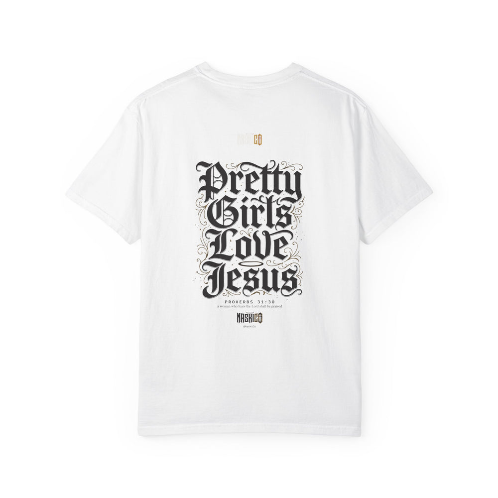Pretty Girls Love Jesus back print detail
