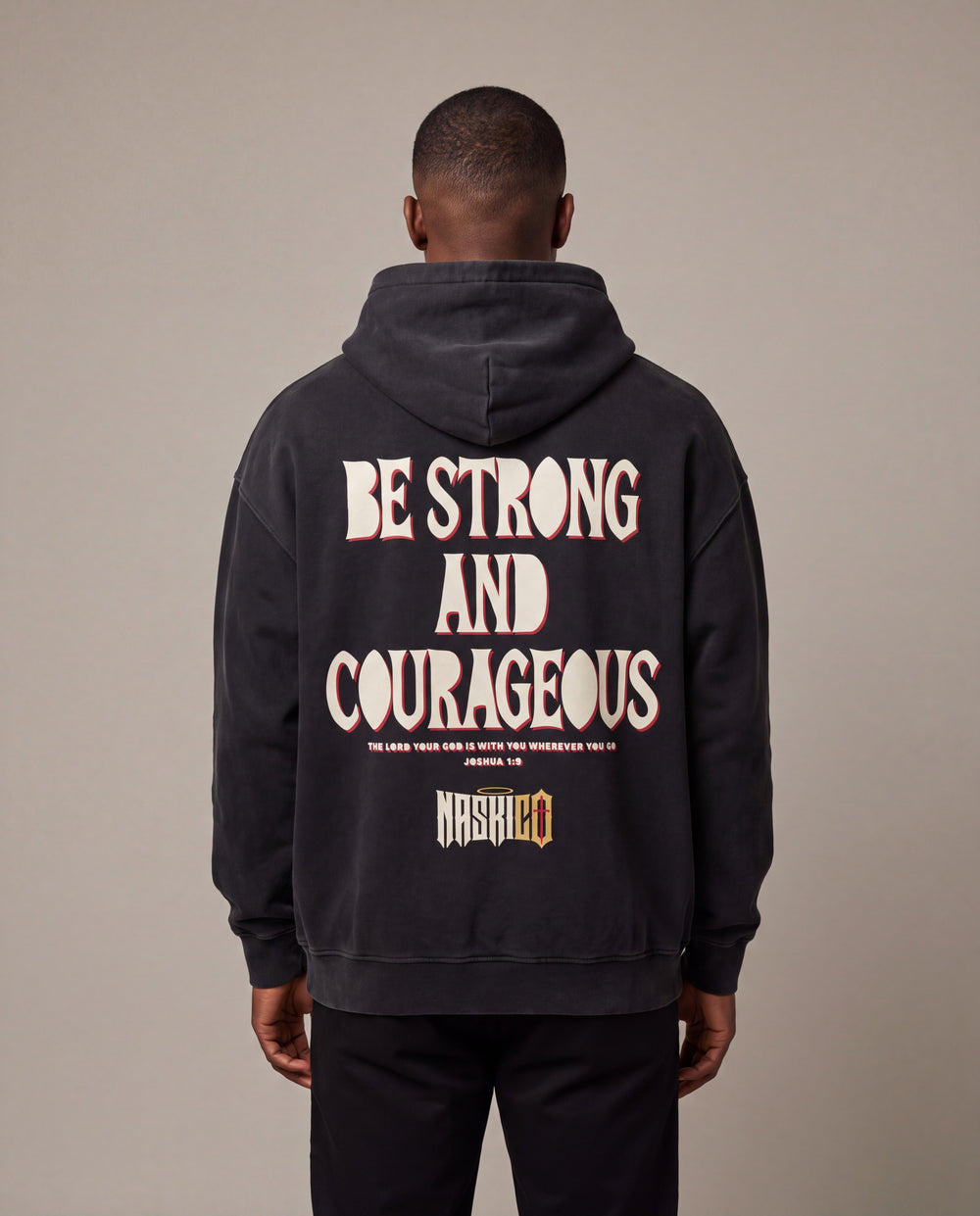 Be Strong And Courageous back print detail