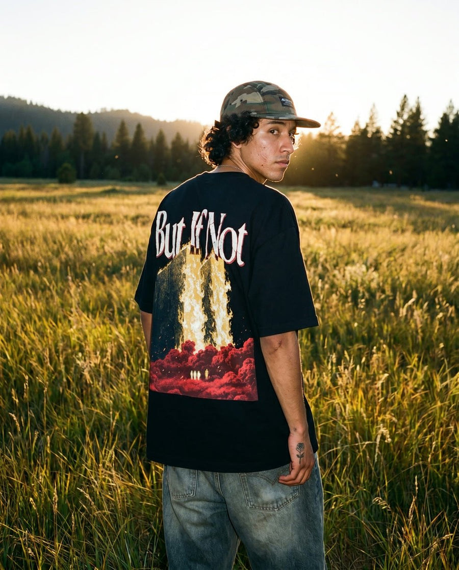 Model wearing NaskiCo But If Not tee