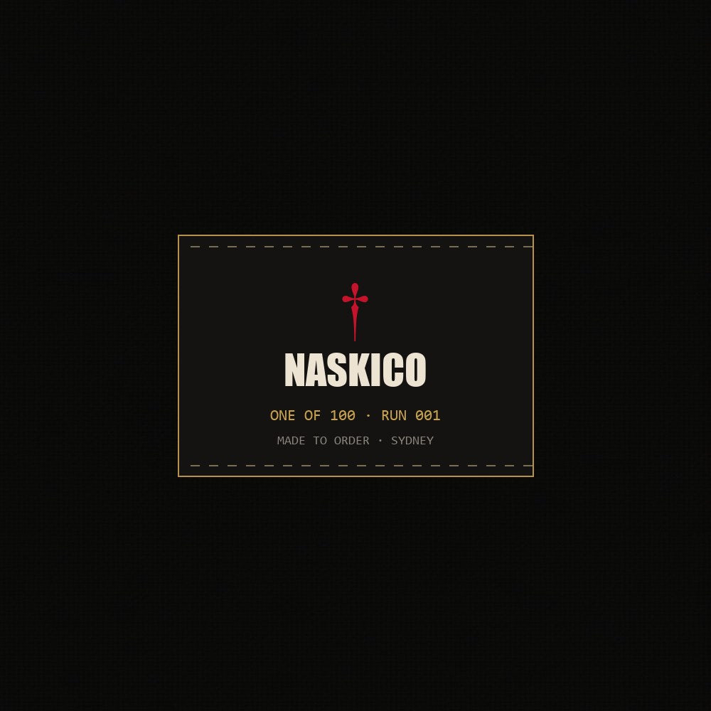 NaskiCo inner neck tag, the sword-cross