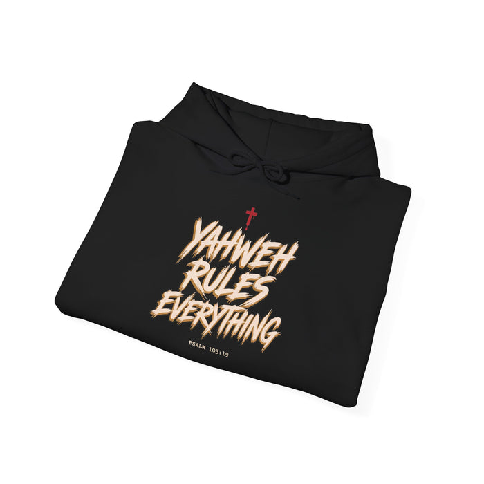 Yahweh Rules Everything · Front-Print Heavy Blend Hoodie view 4