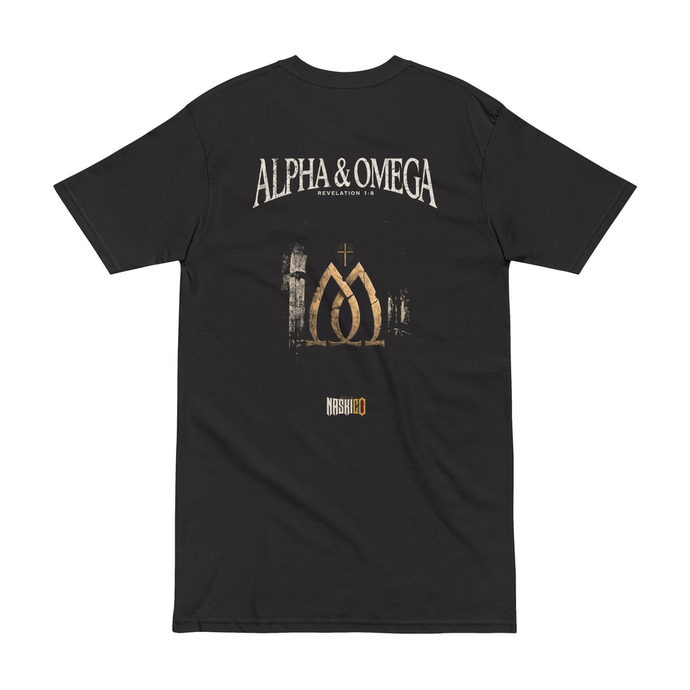 Alpha & Omega back print detail