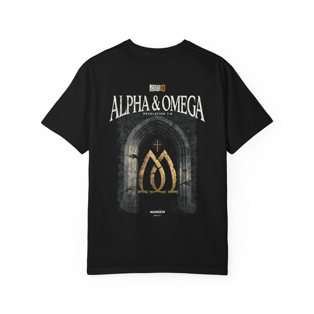 Alpha & Omega back print detail