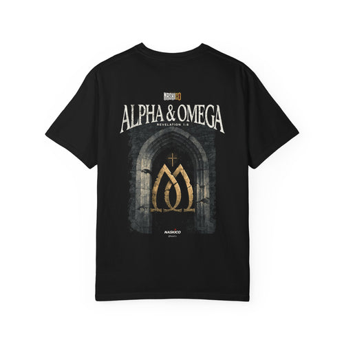 Alpha & Omega Heavyweight Tee back print — NaskiCo Christian streetwear