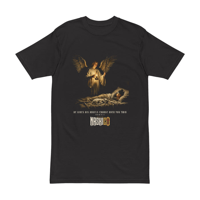 He Gives His Angels Charge · Front-Print Heavyweight Tee