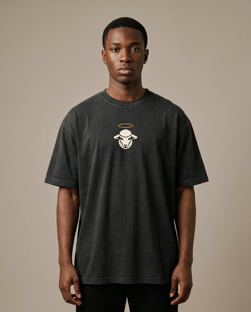 He Is Risen Heavyweight Tee back print — NaskiCo Christian streetwear