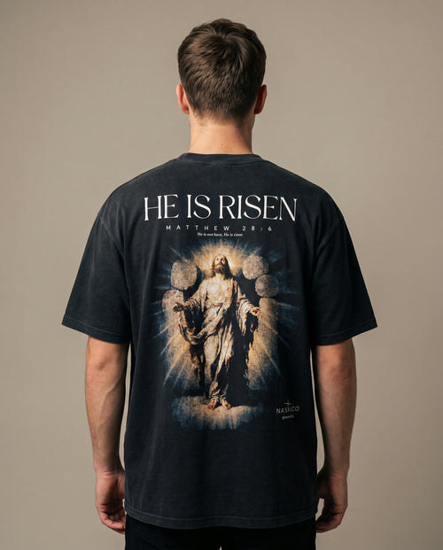 He Is Risen Heavyweight Tee worn
