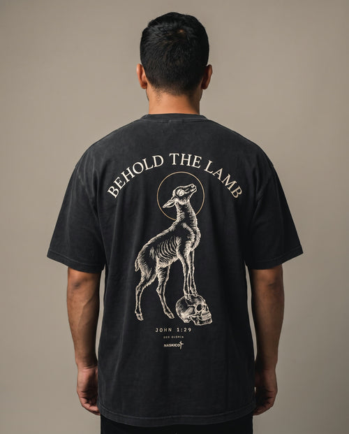 Behold The Lamb Heavyweight Tee worn
