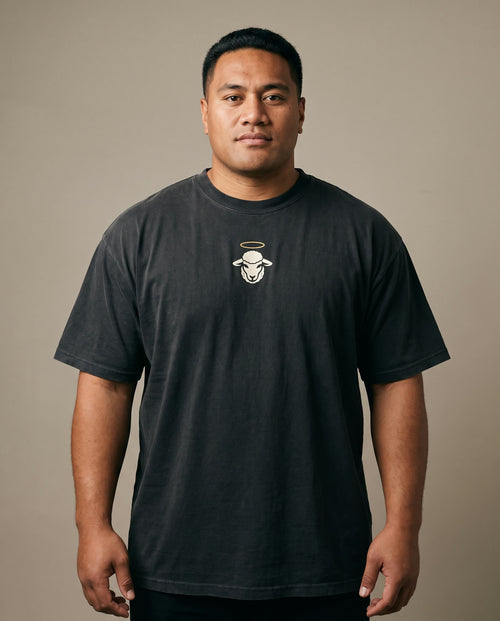 Born Again Heavyweight Tee back print — NaskiCo Christian streetwear