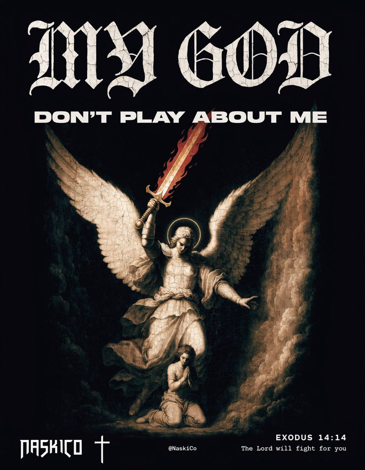 My God — NaskiCo Christian scripture tee & wall art, Ex 14:14