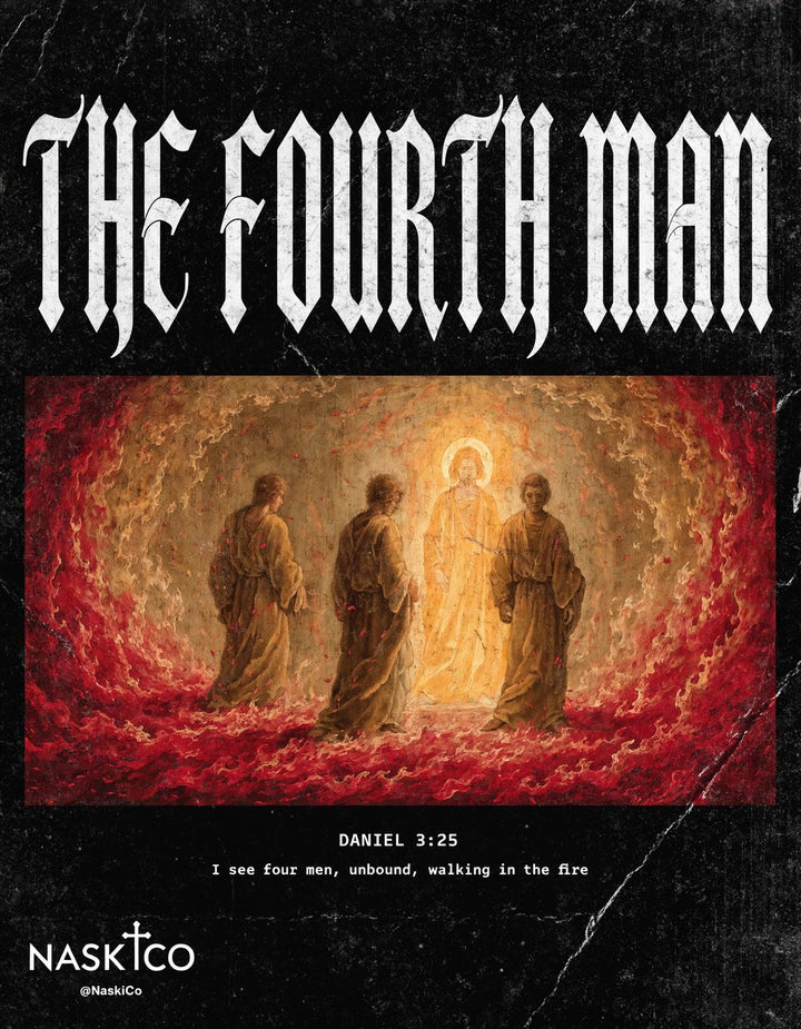 The Fourth Man — NaskiCo Christian scripture tee & wall art, Dan 3:25