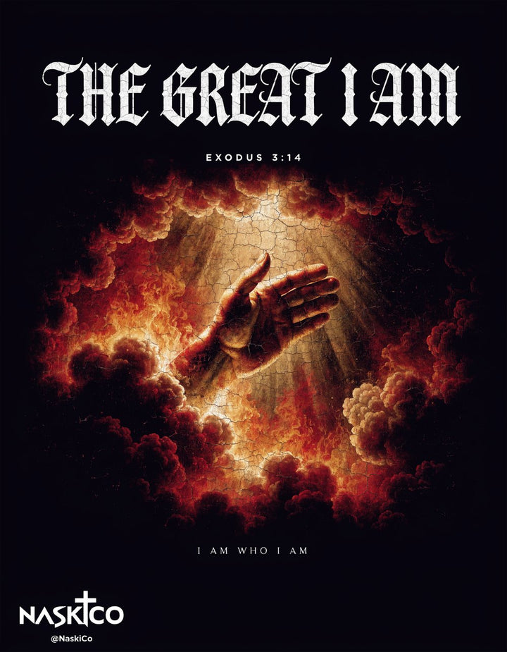 The Great I Am — NaskiCo Christian scripture tee & wall art, Ex 3:14