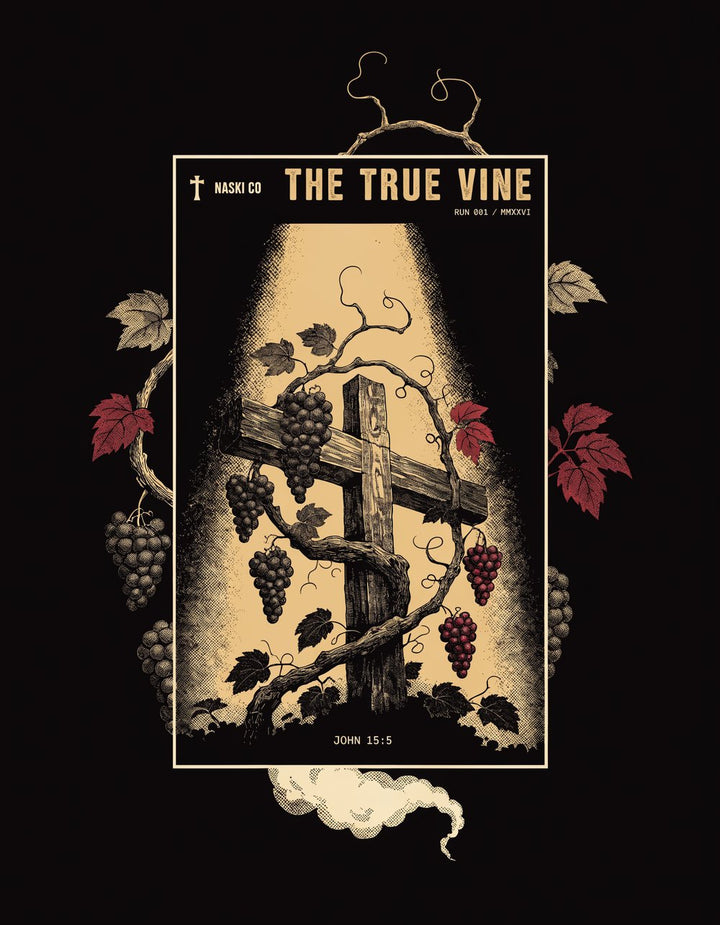 The True Vine — NaskiCo Christian scripture tee & wall art, Jn 15:5