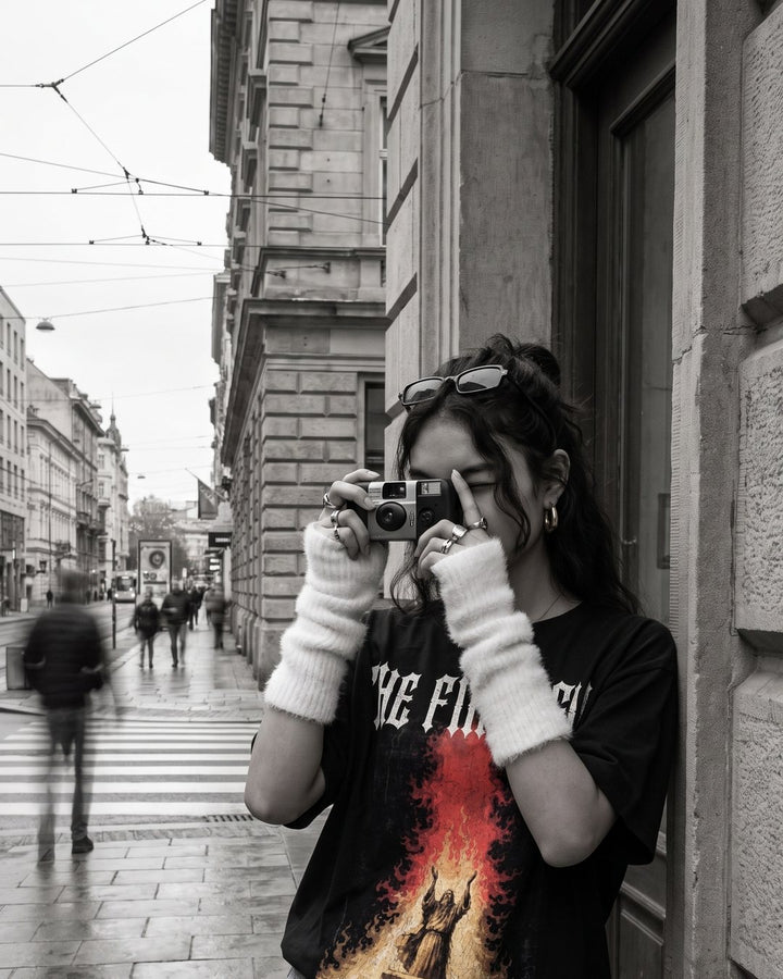 Mali wearing the NaskiCo The Fire Fell streetwear tee, 1 Kings 18:38